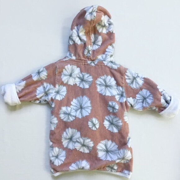 Milkbarn Hooded Bath Robe Infant Girl 0-9 Mos. Pink White Floral Organic Cotton - Picture 8 of 8
